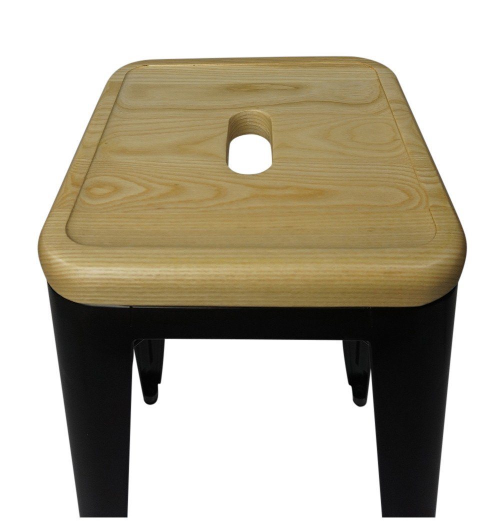 Bastille Bar Stool Black - Natural Wooden Seat