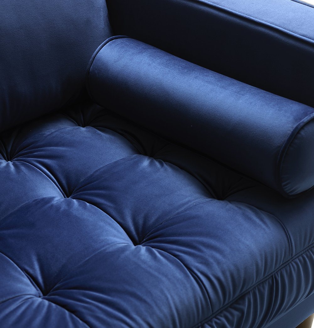 Bente Tufted Velvet Lounge Chair - Blue