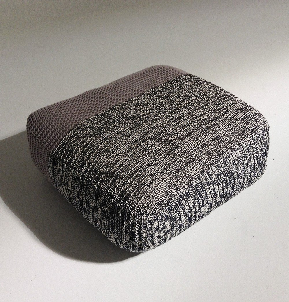 Handmade Knitted Floor Cushion | Mottled Grey & Ashes Of Roses