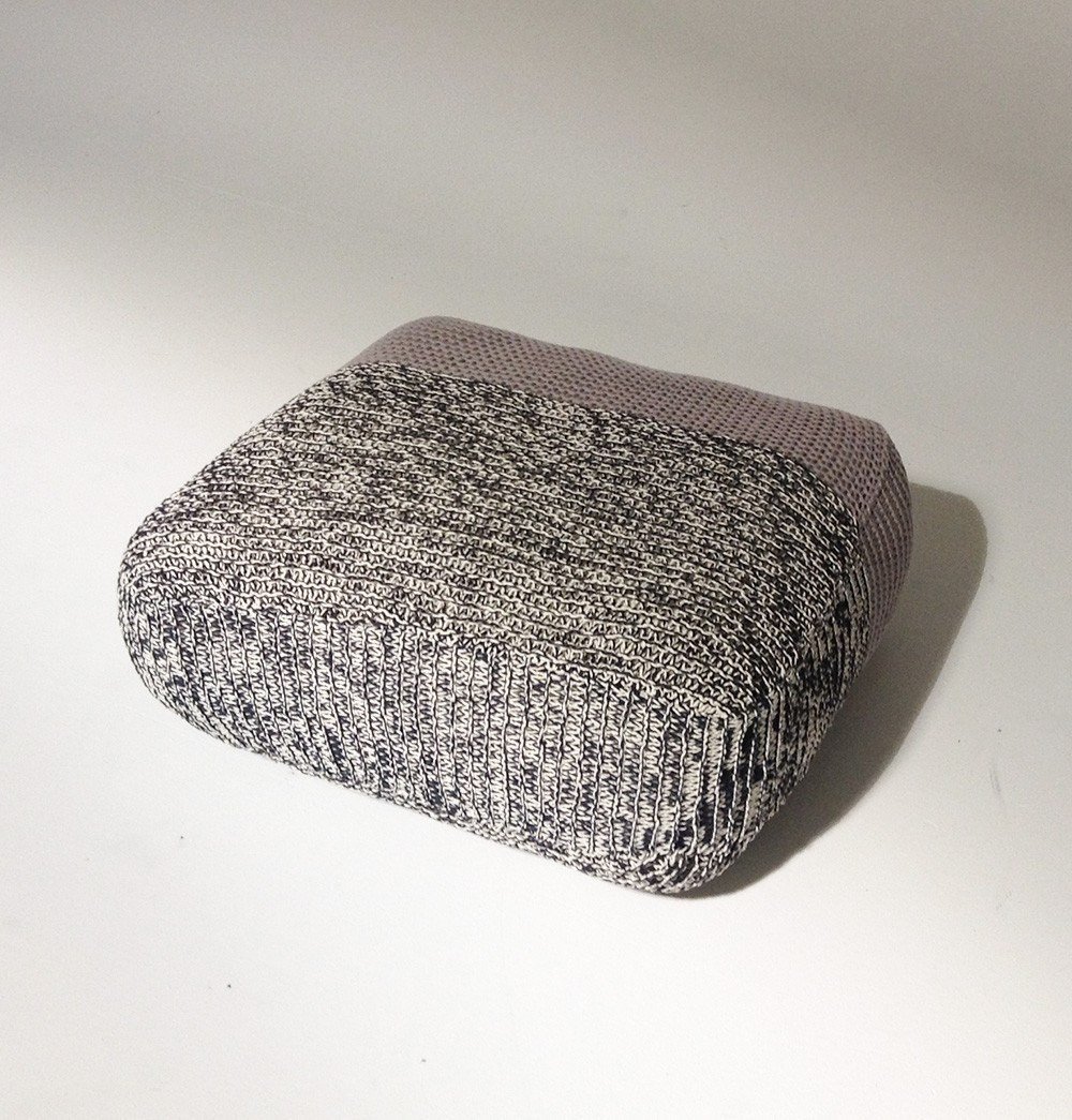 Handmade Knitted Floor Cushion | Mottled Grey & Ashes Of Roses
