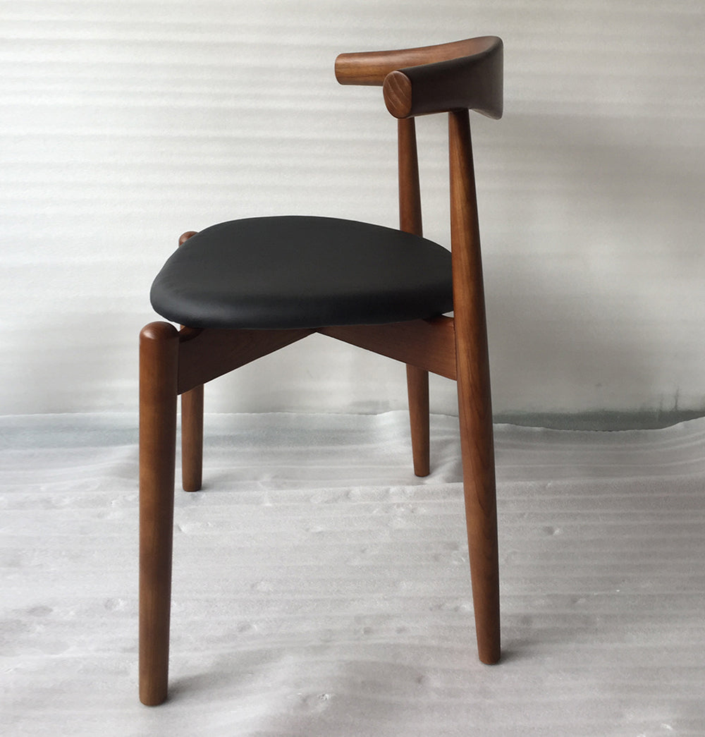 Hannah Chair - Round Seat - Walnut & Black Leather