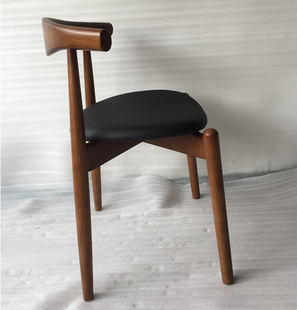 Hannah Chair - Round Seat - Walnut & Black Leather