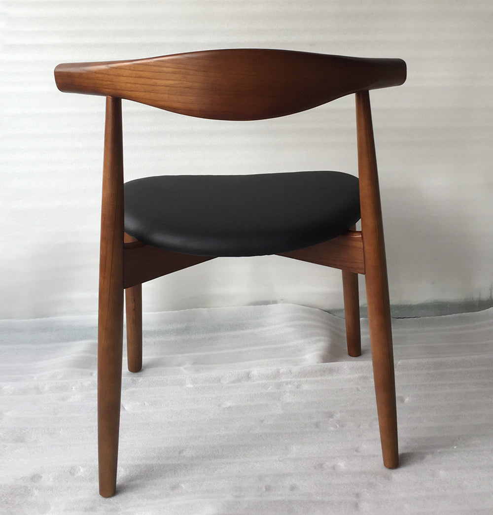 Hannah Chair - Round Seat - Walnut & Black Leather