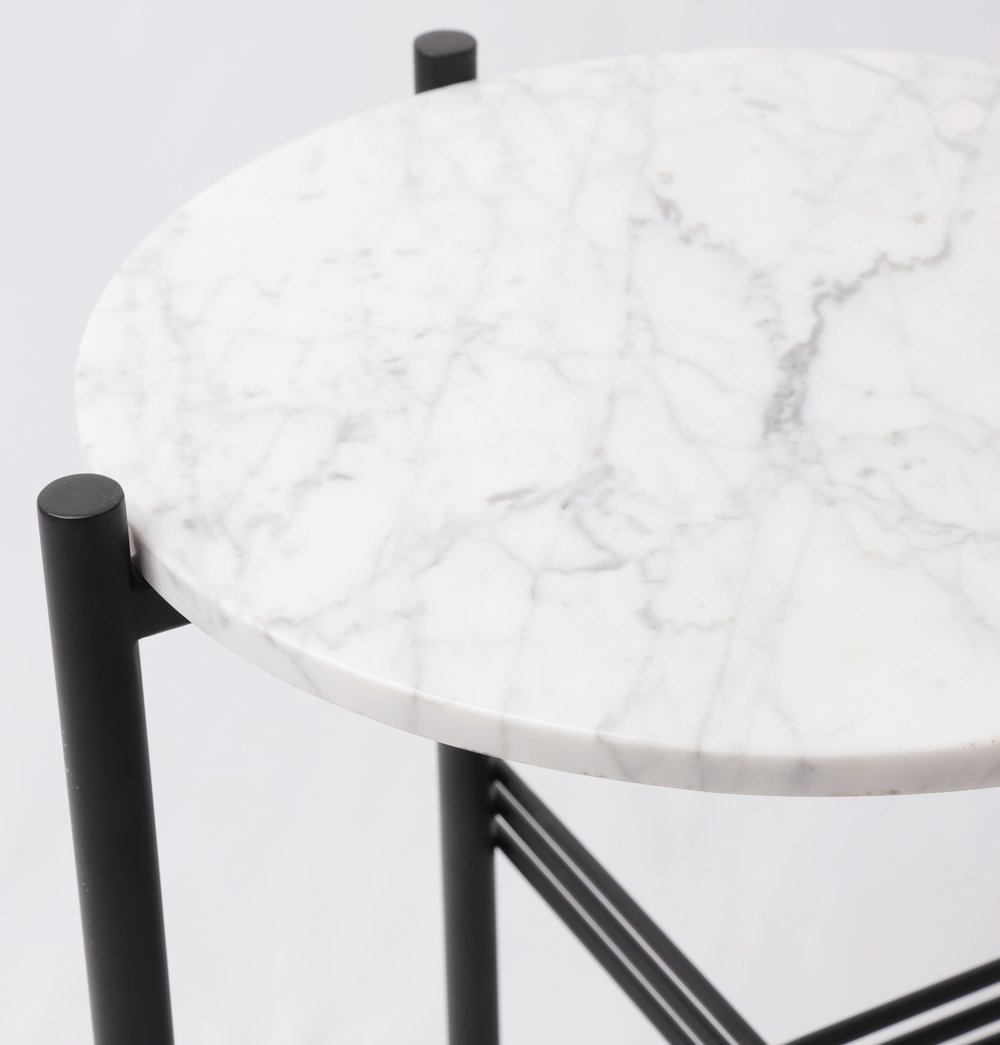 Erna Side Table - Carrara White Marble Top