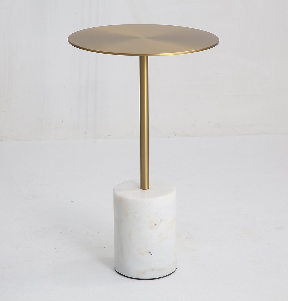 Ethan Side Table - Small - Brass & White Marble