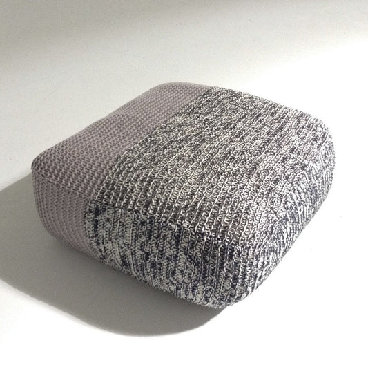 Handmade Knitted Floor Cushion | Mottled Grey & Ashes Of Roses