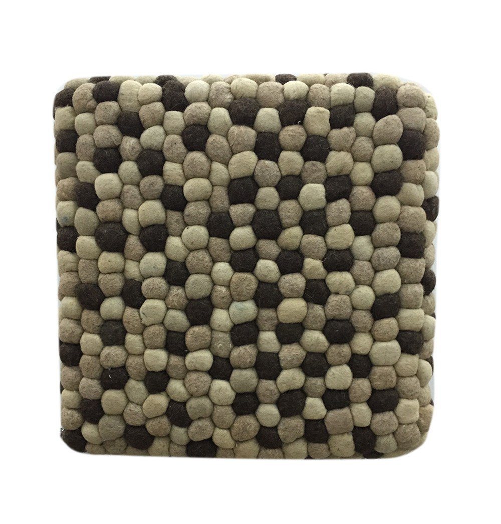 Handmade Woolen Pebble Pouf | Brown Natural