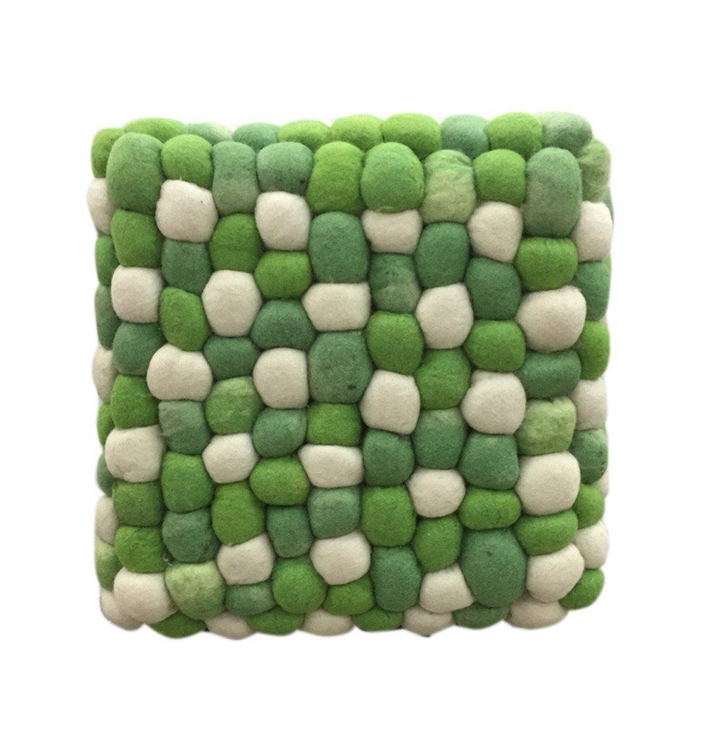 Handmade Woolen Pebble Pouf | Green