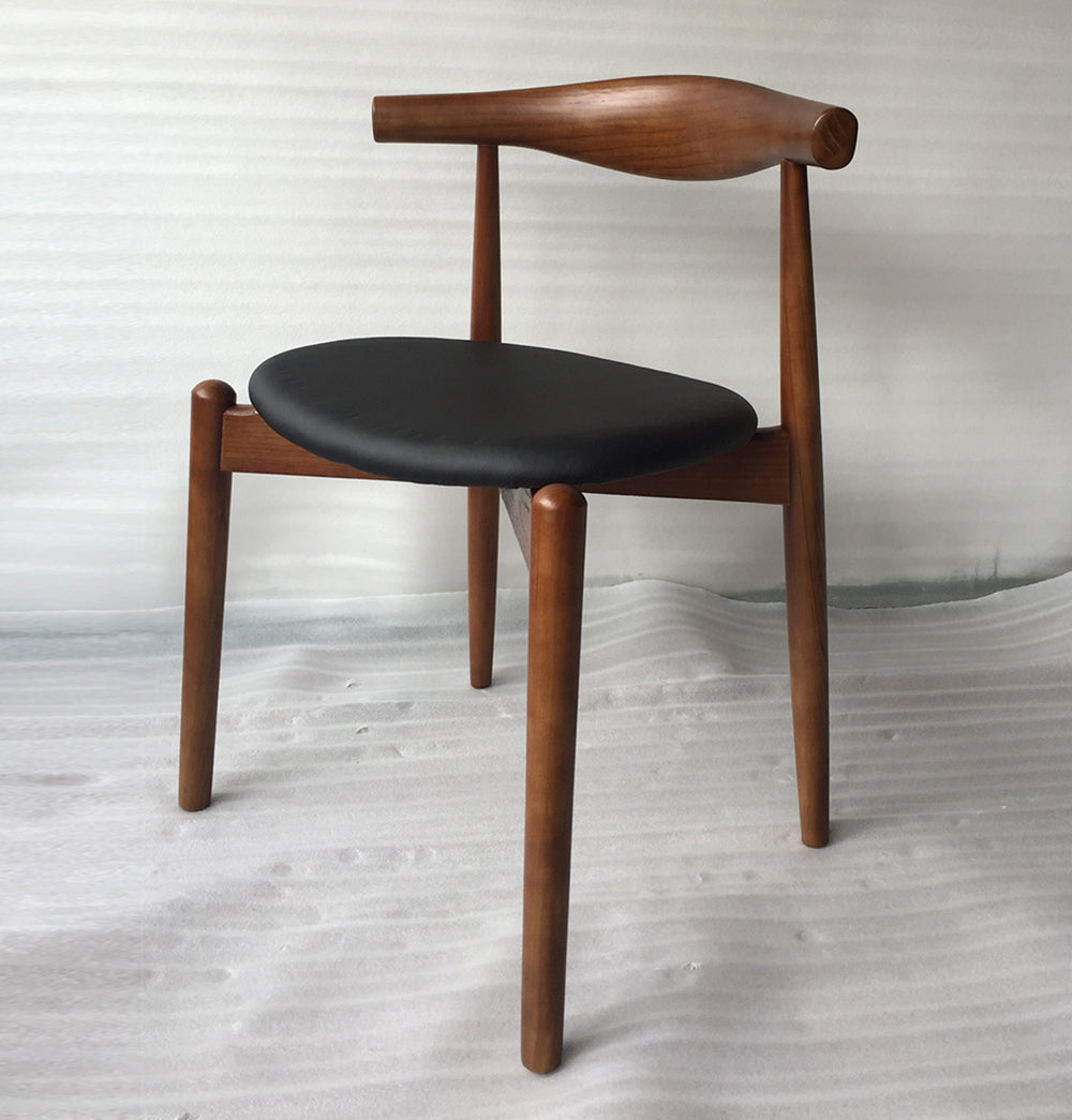 Hannah Chair - Round Seat - Walnut & Black Leather