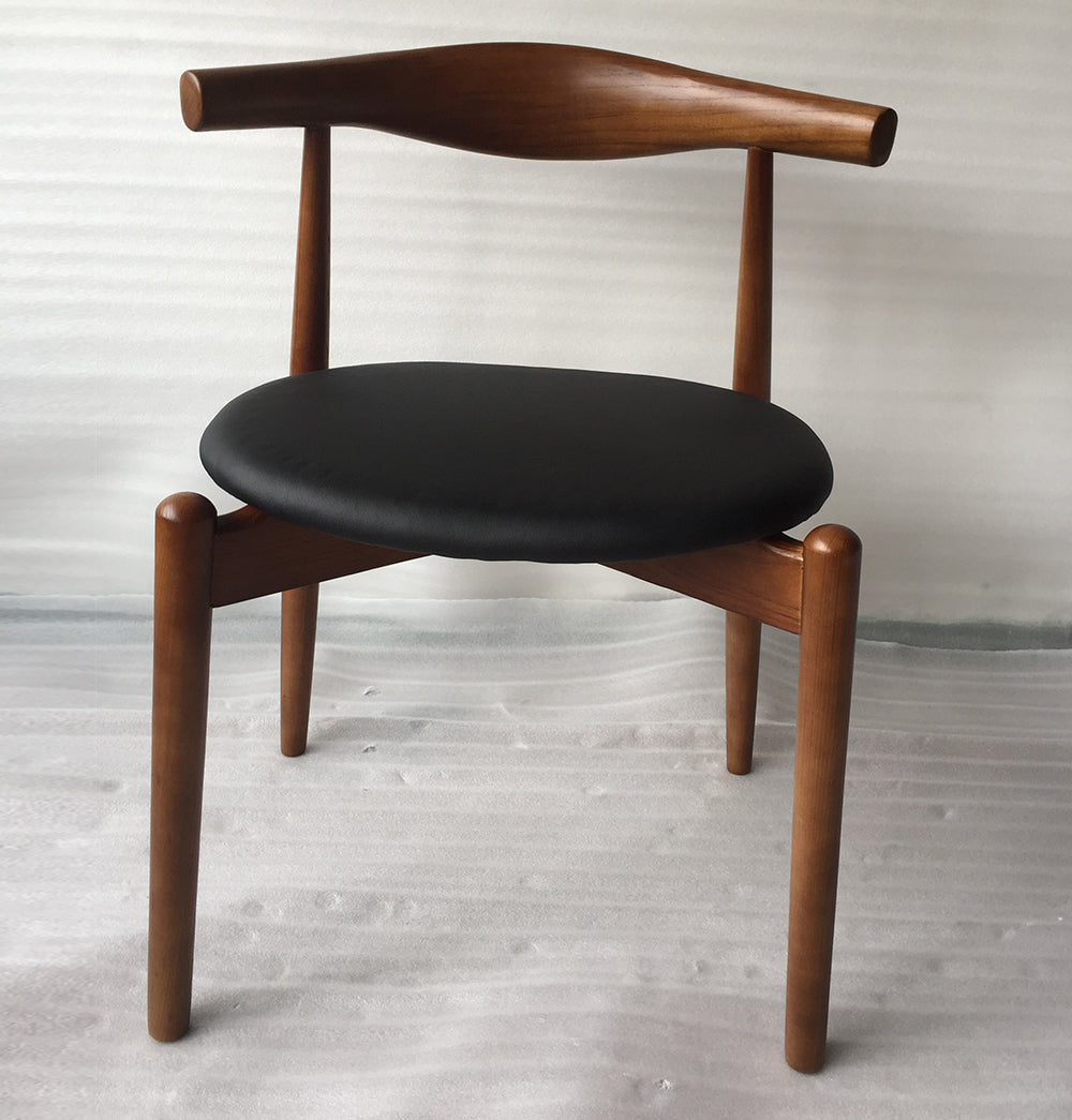 Hannah Chair - Round Seat - Walnut & Black Leather