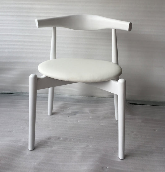 Hannah Chair - Round Seat - White & White Leather