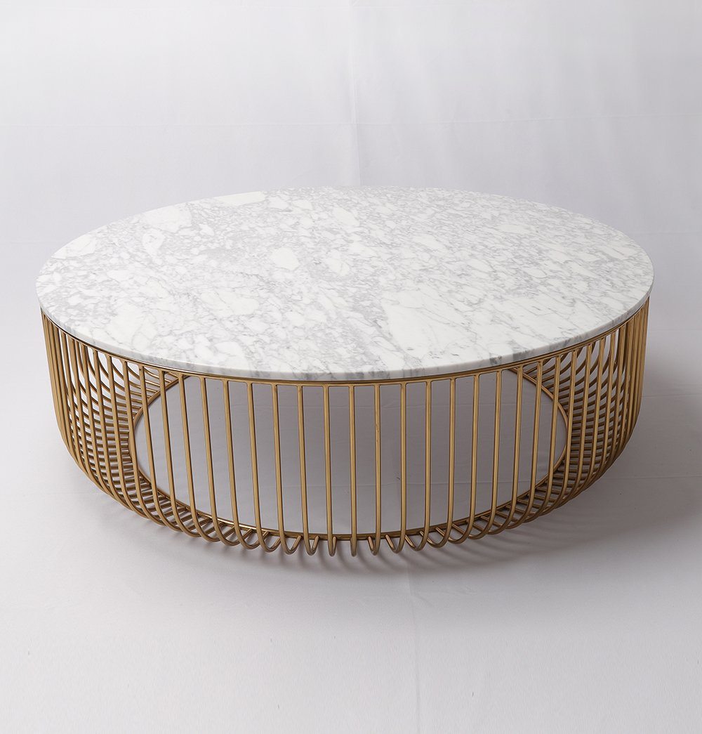 Mie Coffee Table - Carrara Marble Top & Gold Base