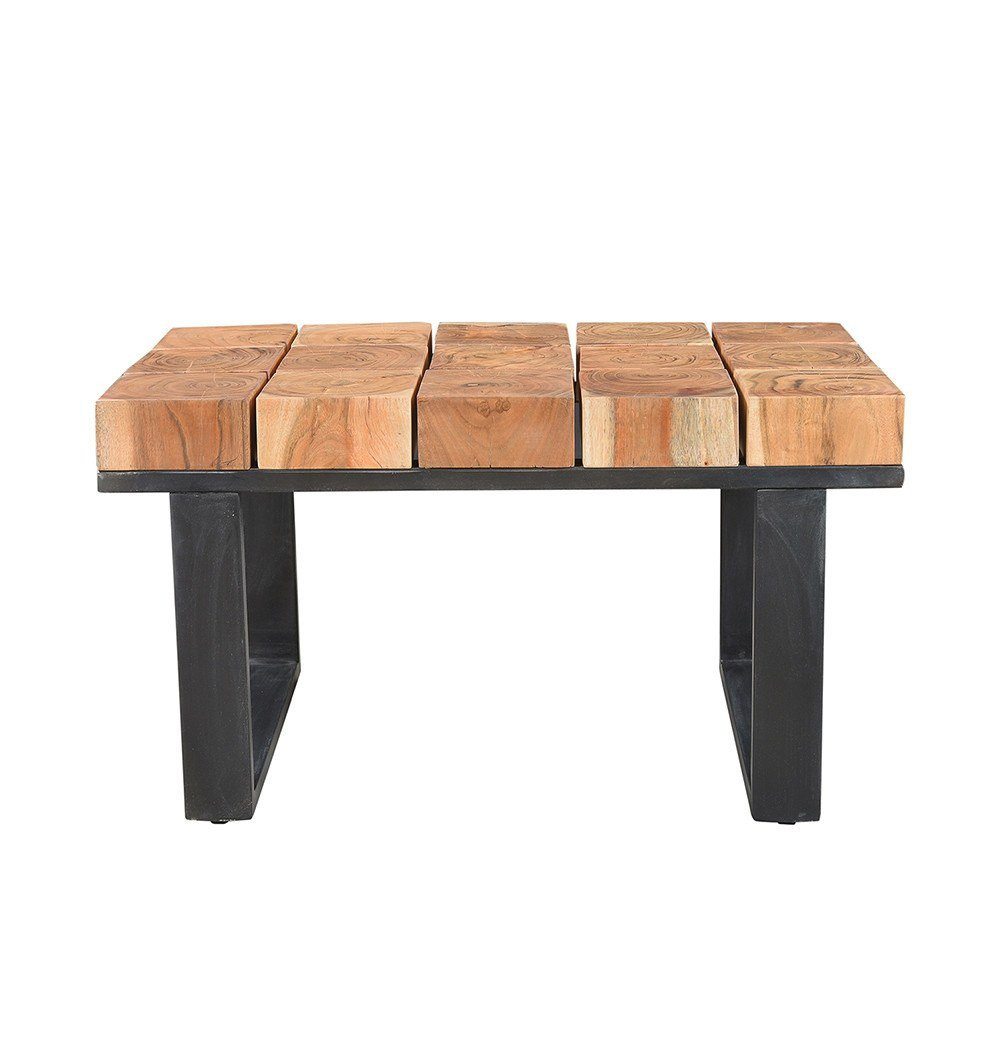 Solid Acacia Wood Coffee Table with Iron Legs